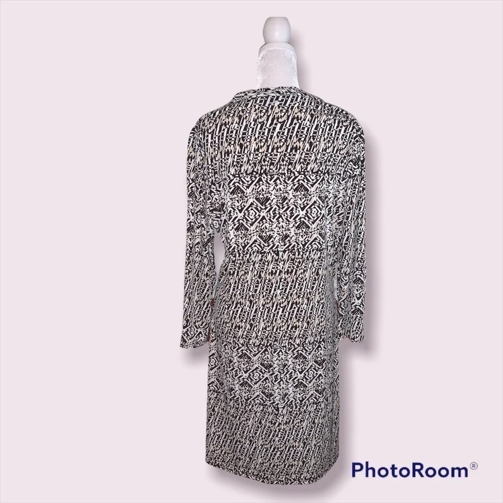Last Chance ! Tahari‎ Arthur S. Levine Brown Geometric Faux Wrap Dress Large